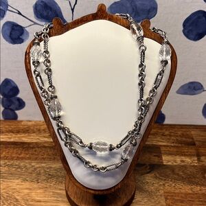 David Yurman crystal and black diamond Figaro chain necklace